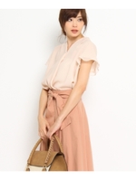 [L]〔洗える〕ムースジョーゼットシャツ/オフホワイト(003)