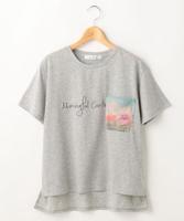 シフォンプリントポケット付きTシャツ