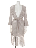 メッシュフリンジカーディガン/グレー