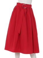 【Marie Hill】ベルト付きフレアスカート/レッド