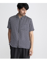 ジオメトリック柄ジップシャツ/ネイビー(193)