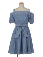 デコルテレースワンピース/ライトブルー