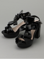 ワイドリボンエナメルサンダル/ピンク