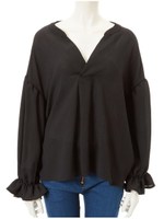 バックシャンレースアップVネックブラウス/ホワイト