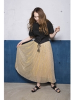 ラメプリーツマキシスカート/ブラックゴールド(010)