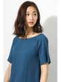 【AZUL by moussy】Aラインリブカット半袖プルオーバー/BLU