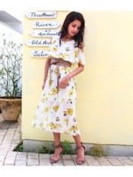 【chille anap】肩あきフラワーマキシワンピース/WH