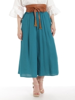 合繊サッシュベルト付スラブスカンツ/ミドリ