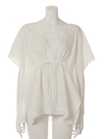 同色エンブロイダリーポンチョTOPS/WHT