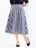 ストライプフレアースカート/ブラック柄