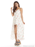 花柄マキシスカート付ロンパース/ホワイト
