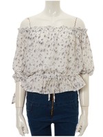 フラワーオフショルシャーリングブラウス/ホワイト