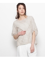 【15(3L/ミセス)、17(4L/ミセス)　WEB限定サイズ】ツイルギャザートップス/ライトベージュ(351)