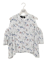 肩あきフレアスリーブブラウス/ネイビー