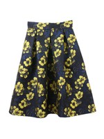 【スカート】花柄ジャカードタックフレアスカート/イエロー