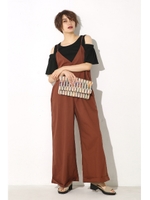 【AZUL by moussy】深Vキャミオールインワン/BRN