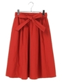 ・ミモレ丈フレアースカート/レッド
