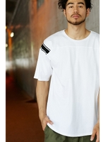 【AZUL by moussy】ショルダーサイドラインクルーネックTEE/BLK