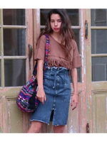 【anap mimpi】センターZIPクラッシュデニムスカート/BK