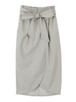 ウエストリボンラップスカート/杢ライトグレー