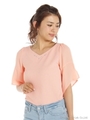 フレアスリーブトップス/ピンク