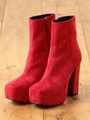 プラットフォームハーフブーツ/レッド