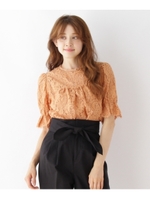 【Lサイズあり ラッセルコードレースブラウス】/ピンク(072)