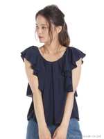 ラッフルブラウス/ネイビー