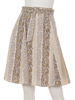 花柄ストライプスカート/イエロー