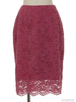 起毛レースタイトスカート/ピンク