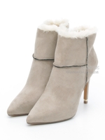 【R&E】パッチワークインナーファーショートブーツ/ブラックスエード