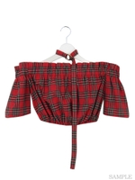 タータンチェックベアショルTOPS/イエロー