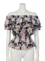 ダブルフラワーオフショルTOP/WHT