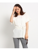 【洗える】ベルテッドスリットシャツ/ホワイト(001)