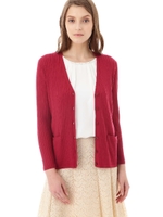 レーヨンストレッチカーディガン/ワイン(070)