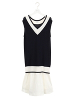 ローウエスト布帛ドッキングニットOP/LBLU