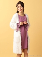 MIXヤーンロングニットカーディガン/オフホワイト