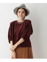 SACRA ベロア七分袖プルオーバー/ボルドー(064)