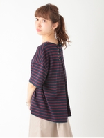 ・バックレースボーダープルオーバー/ネイビー