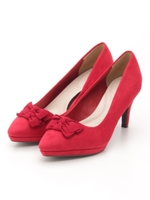 【ストレスフリー】アーモンドトゥリボンパンプス/RED