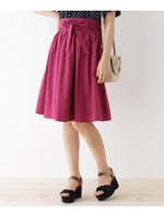 サッシュリボンフレアスカート/ベージュ(052)