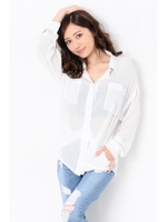 シフォンミリタリーシャツ/WHITE