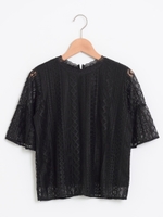 【WEB限定価格】プチハイネックレースプルオーバー/アイボリー