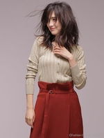 BAILA11月号掲載/ラメリブニットカーデ/ライトベージュ