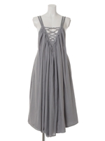 レースアップモチーフボリュームワンピース/ライトブルー