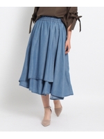 リヨセルデニム風スカート/ネイビー(093)