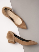 VERY12月号掲載/mina12月号掲載/別注ヒップファーローヒールパンプス【FABIO RUSUCONI】/ベージュ