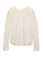 パワーショルダーレースシースルーブラウス/WHT