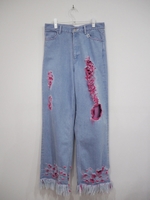damaged denim pants/PINK