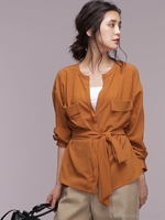 BAILA10月号掲載/ダブルポケットベルト付きブラウス/マスタード